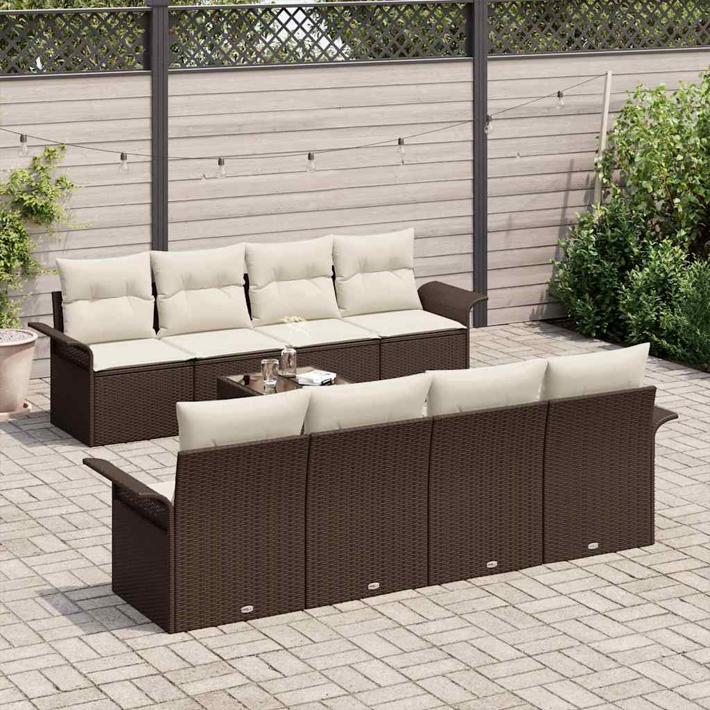 Havesofa Sæt 9 stk. Brun polyrattan