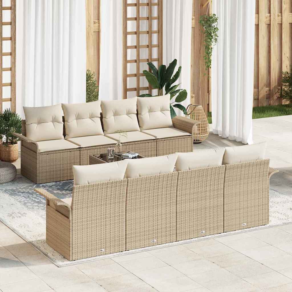 Havesofa Sæt 9 stk. Beige polyrattan