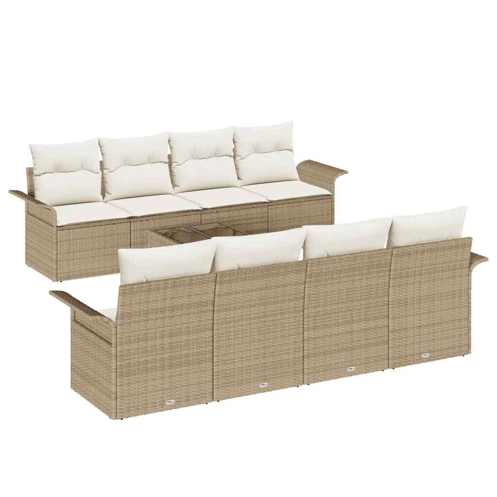 Havesofa Sæt 9 stk. Beige polyrattan