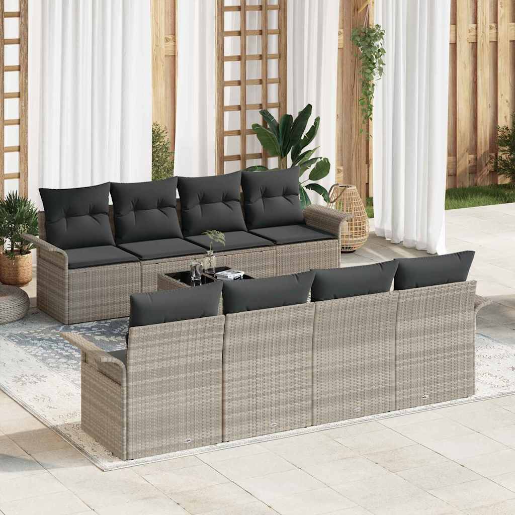Havesofa Sæt 9 stk. Lysegrå polyrattan