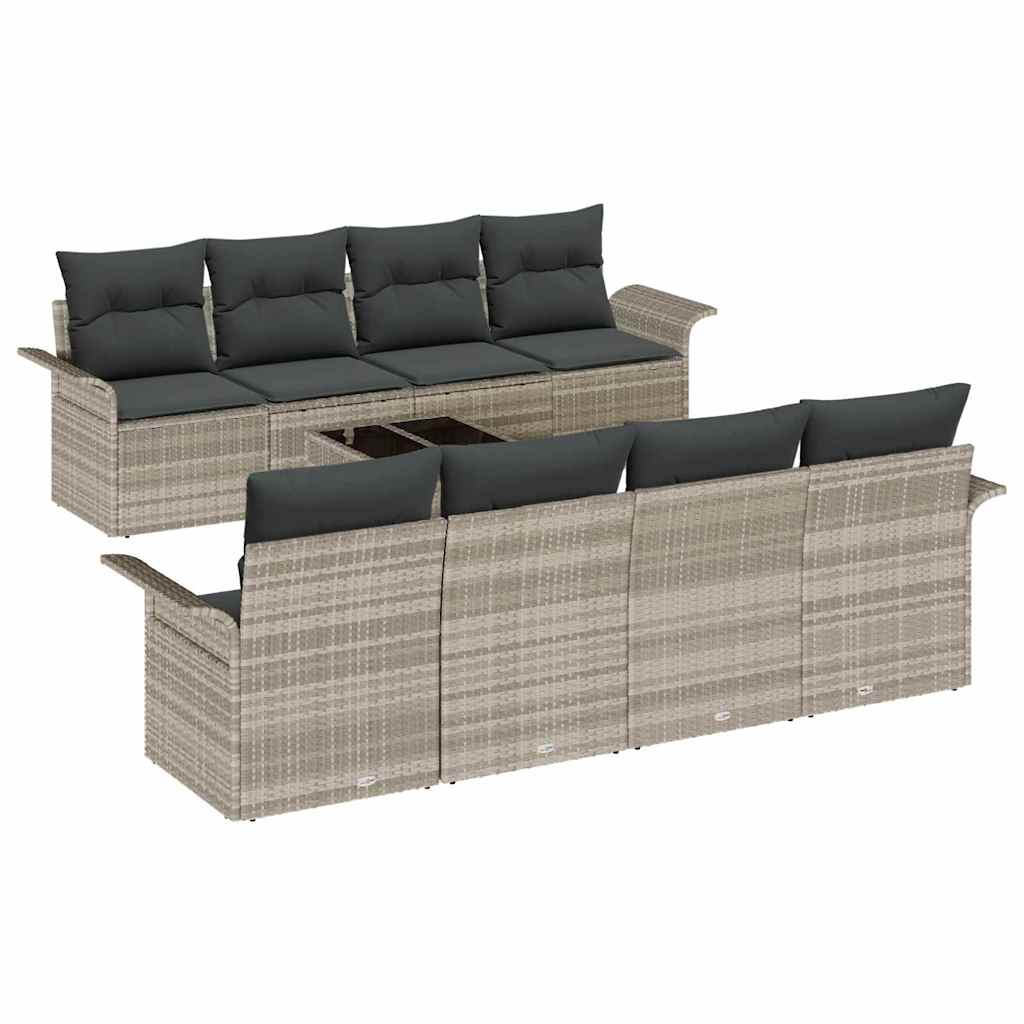 Havesofa Sæt 9 stk. Lysegrå polyrattan