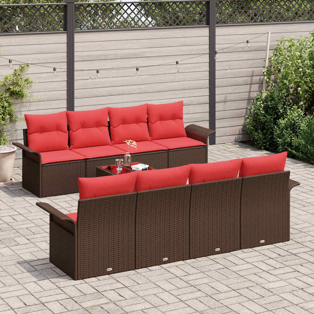 Havesofa Sæt 9 stk. Brun polyrattan