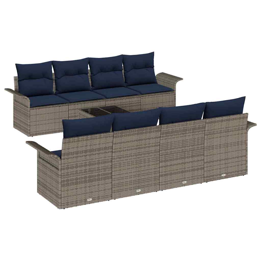 Havesofa Sæt 9 stk. Grå polyrattan