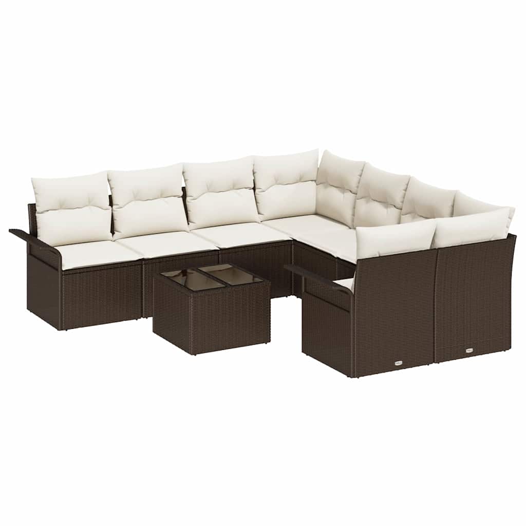 Havesofa Sæt 9 stk. Brun polyrattan