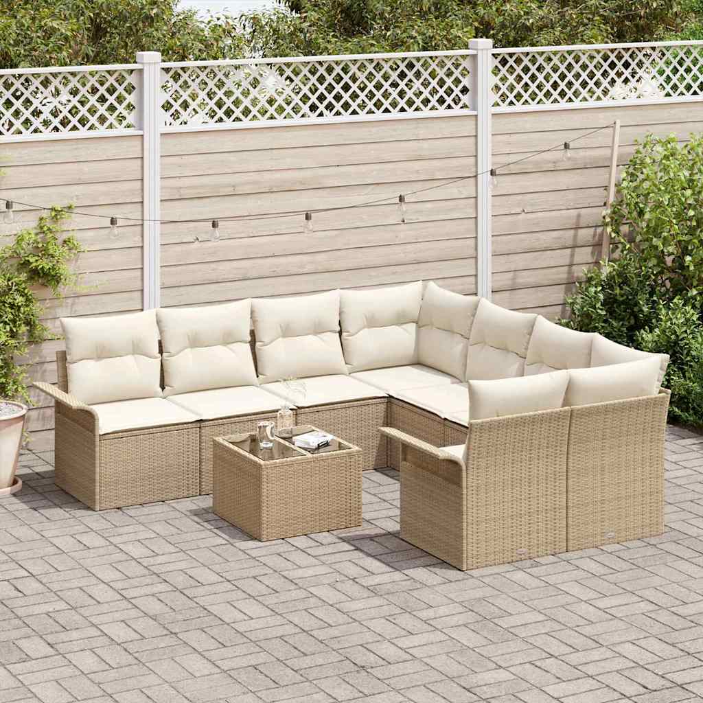 Havesofa Sæt 9 stk. Beige polyrattan