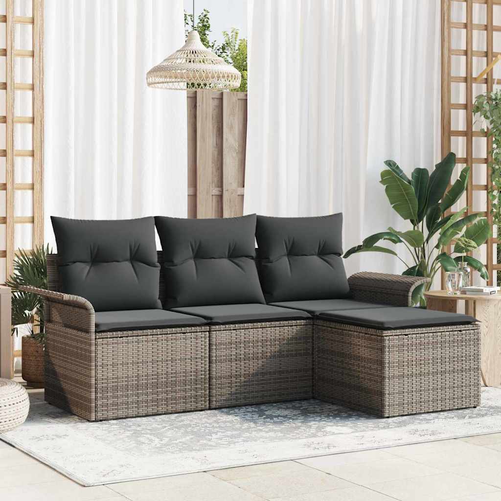 Sofa Sæt 4 stk. 4-Antal sæder Grå polyrattan