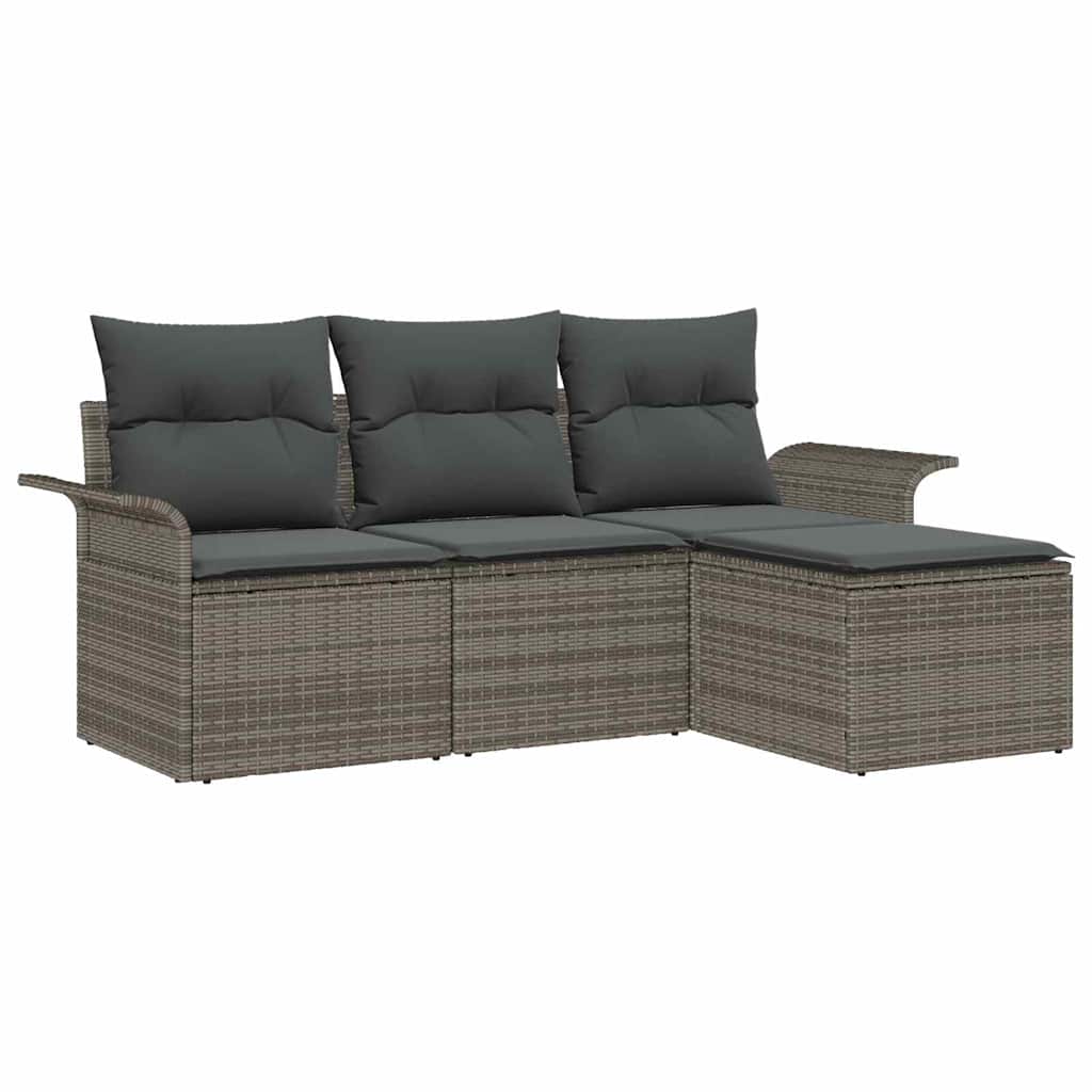 Sofa Sæt 4 stk. 4-Antal sæder Grå polyrattan