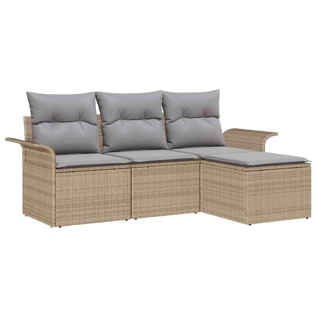 Sofa Sæt 4 stk. 4-Antal sæder Beige polyrattan