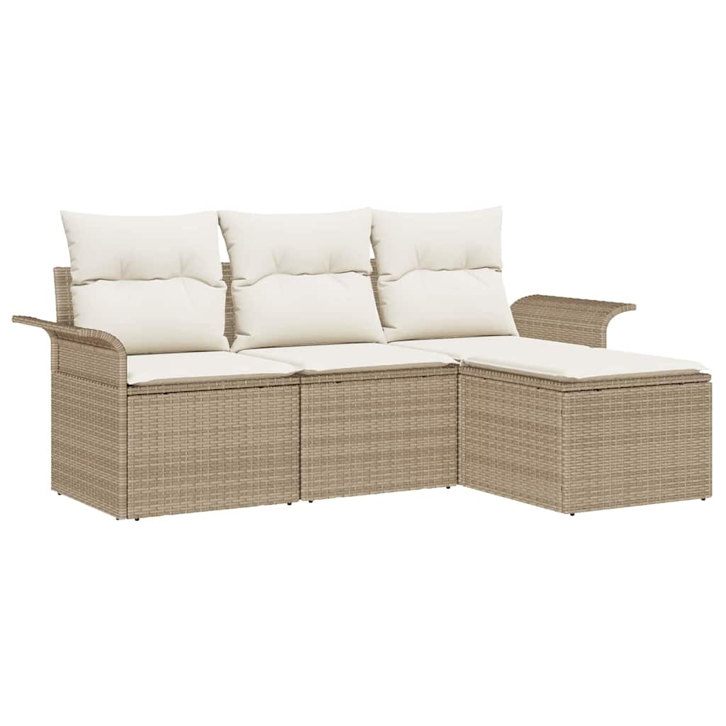 Sofa Sæt 4 stk. 4-Antal sæder Beige polyrattan
