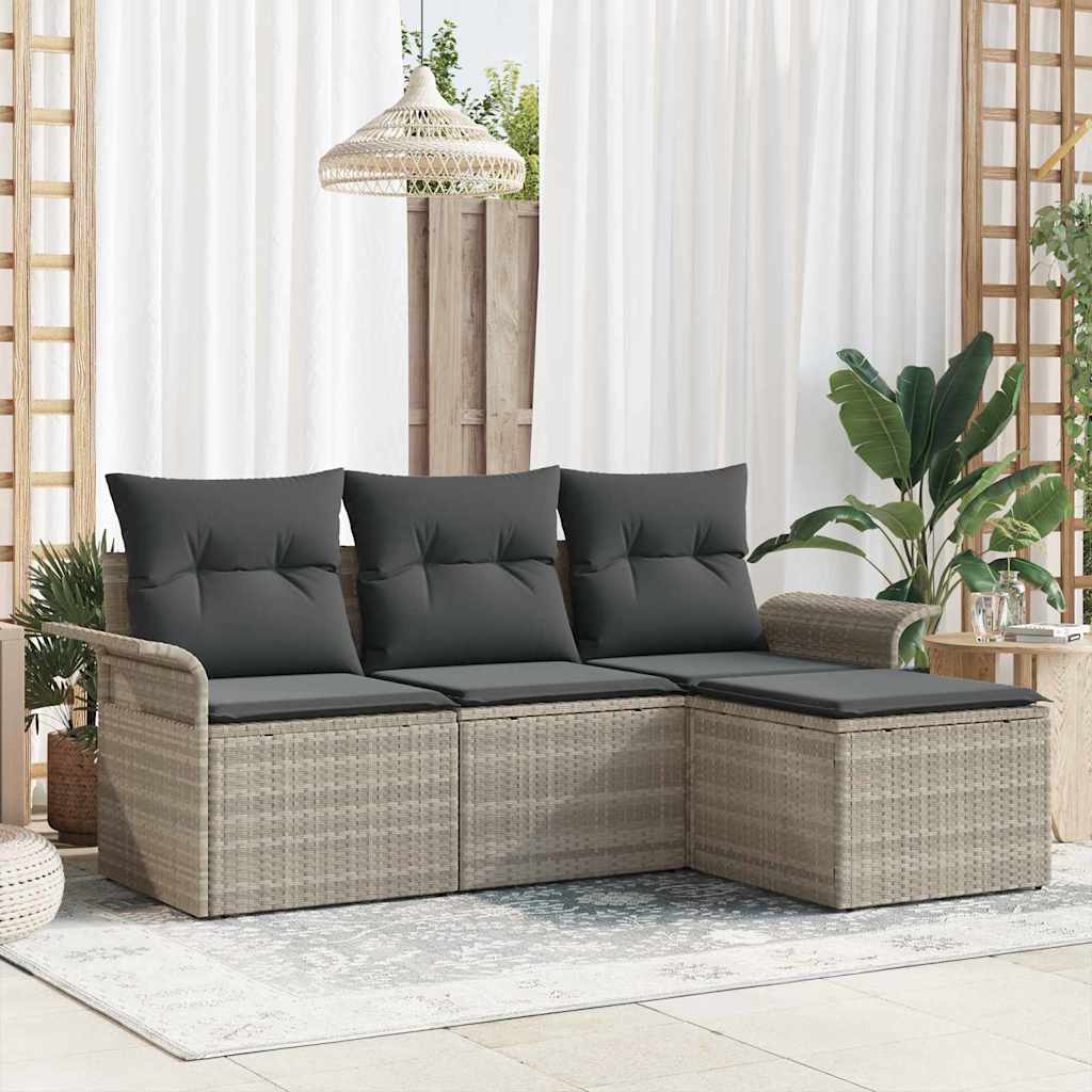 Sofa Sæt 4 stk. 4-Antal sæder Grå polyrattan