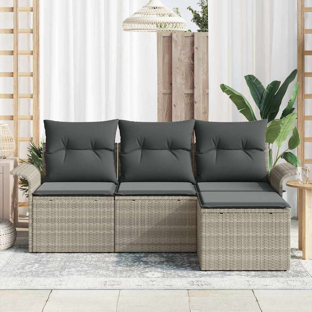 Sofa Sæt 4 stk. 4-Antal sæder Grå polyrattan