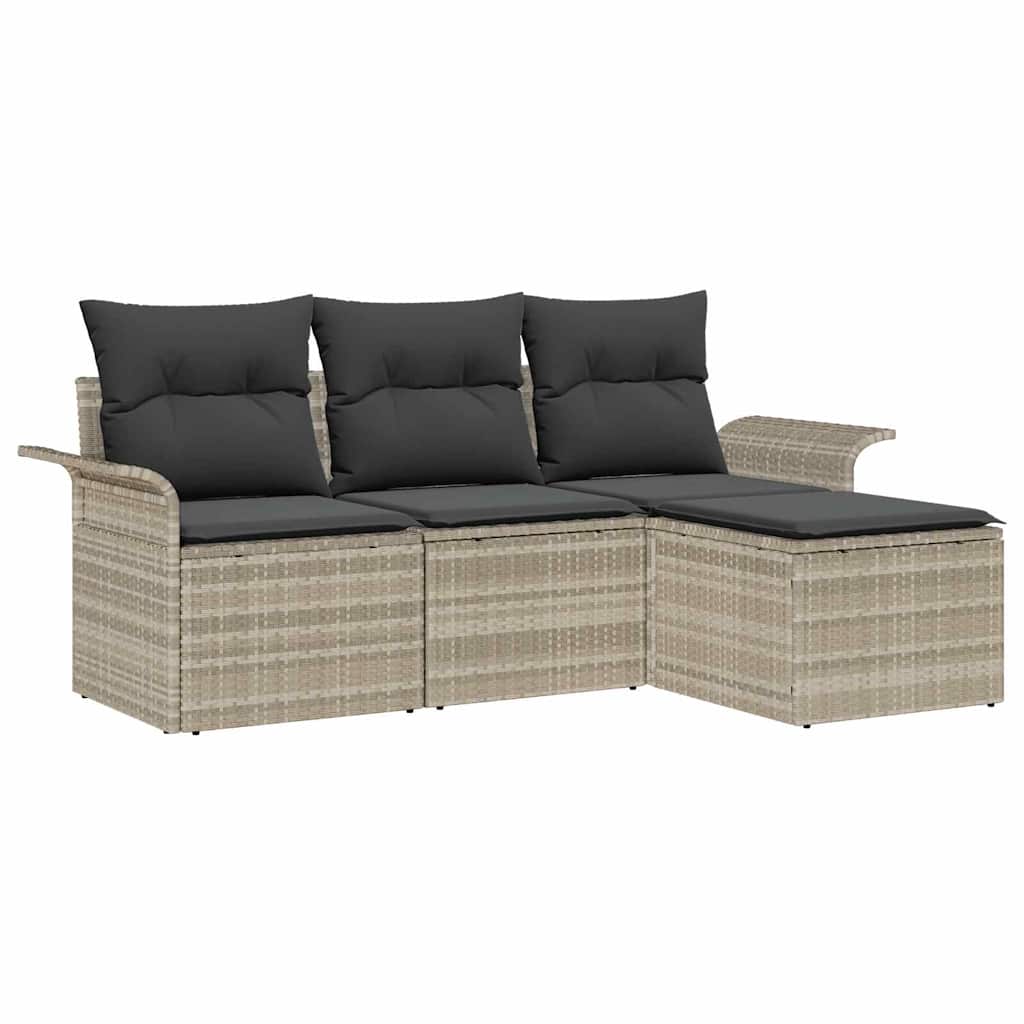 Sofa Sæt 4 stk. 4-Antal sæder Grå polyrattan