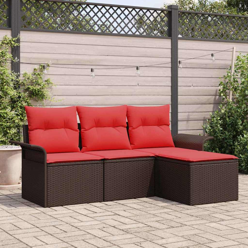 Havesofa Sæt 4 stk. Brun polyrattan