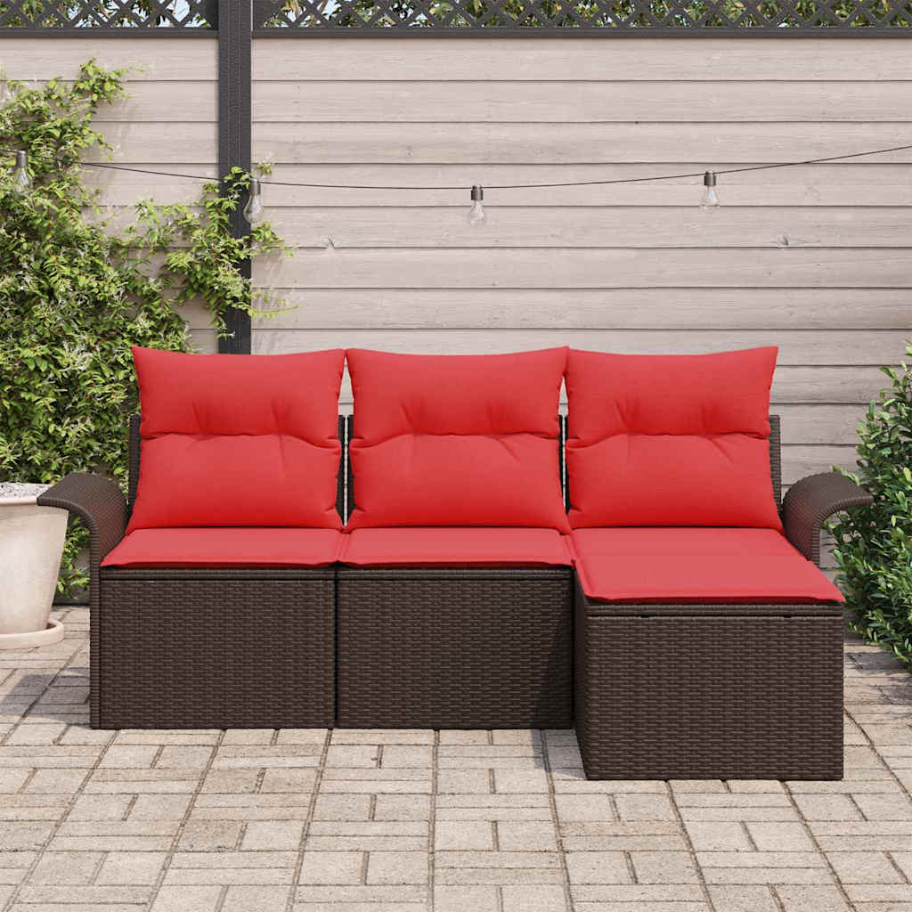 Havesofa Sæt 4 stk. Brun polyrattan