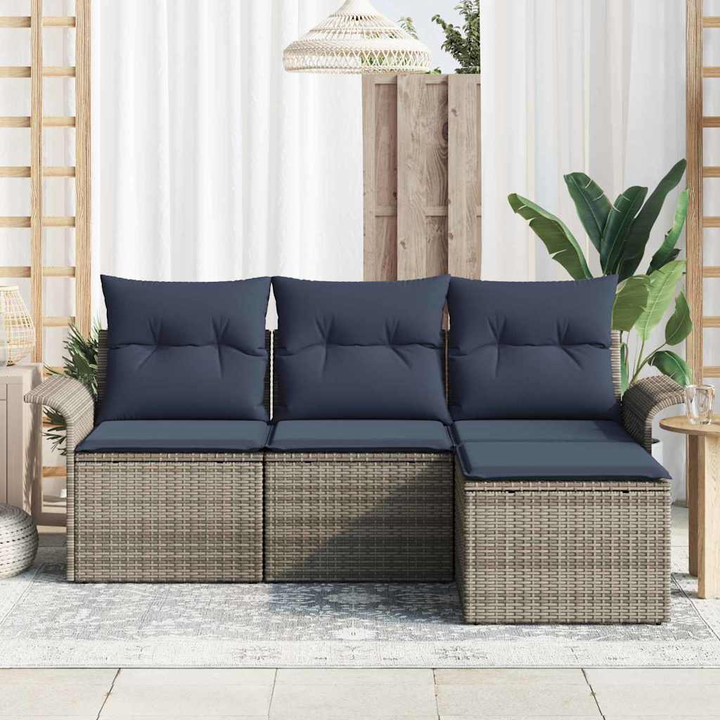 Havesofa Sæt 4 stk. Grå polyrattan