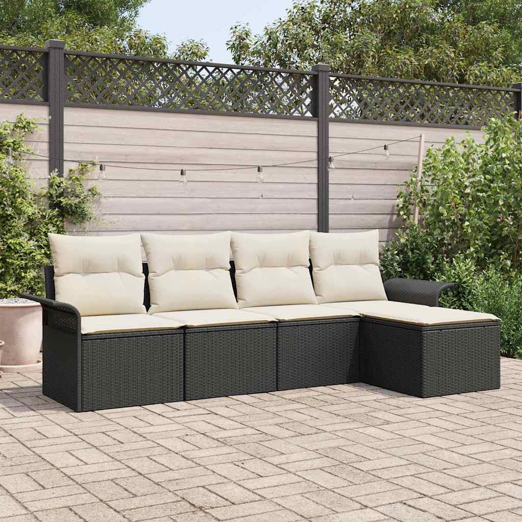 Udendørs sofa 5 stk. Sort polyrattan