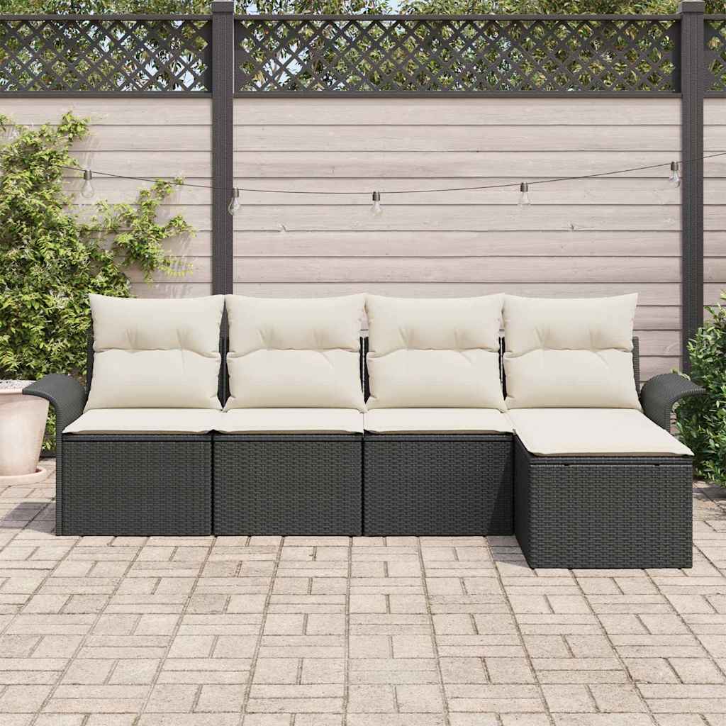 Udendørs sofa 5 stk. Sort polyrattan