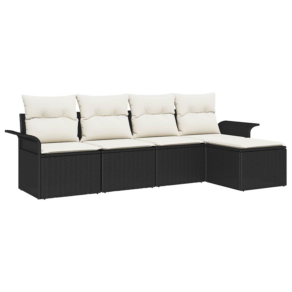 Udendørs sofa 5 stk. Sort polyrattan