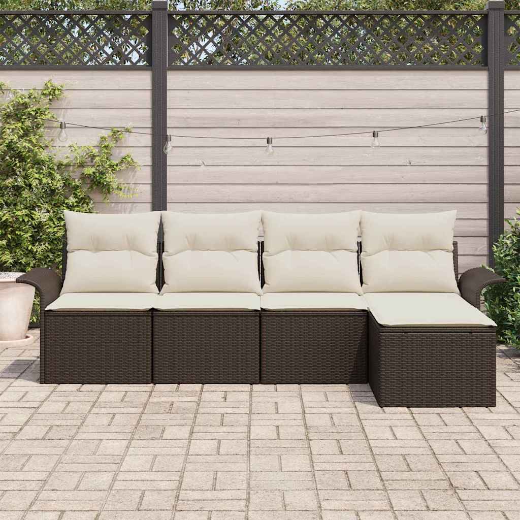 Udendørs sofa 5 stk. Brun polyrattan