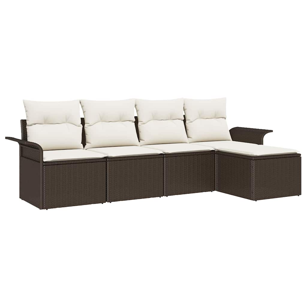 Udendørs sofa 5 stk. Brun polyrattan