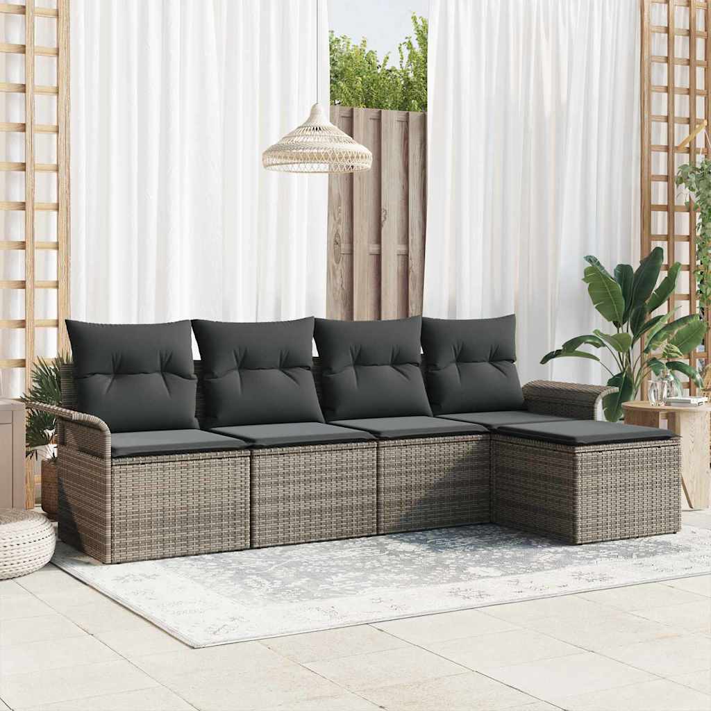 Udendørs sofa 5 stk. Grå polyrattan