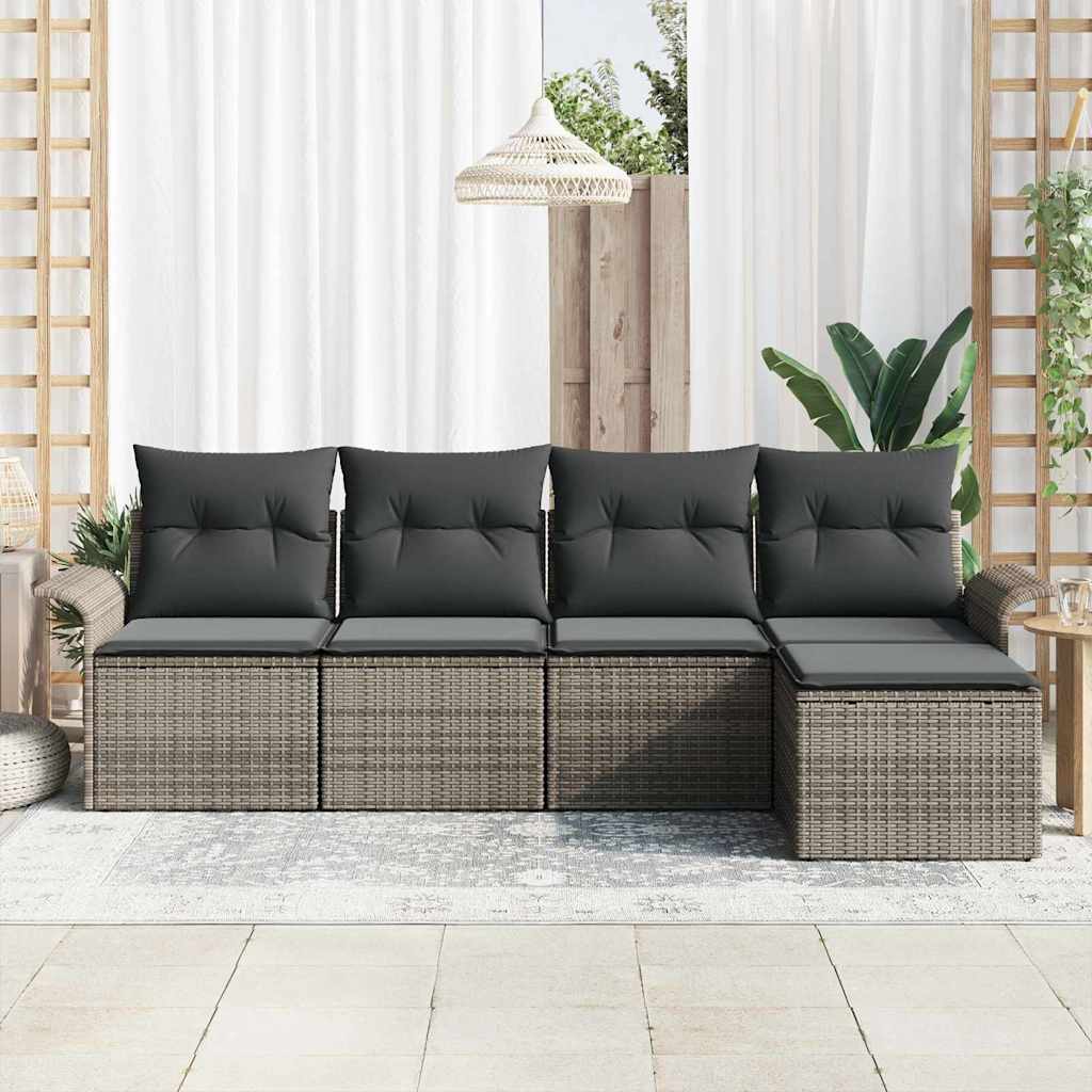 Udendørs sofa 5 stk. Grå polyrattan