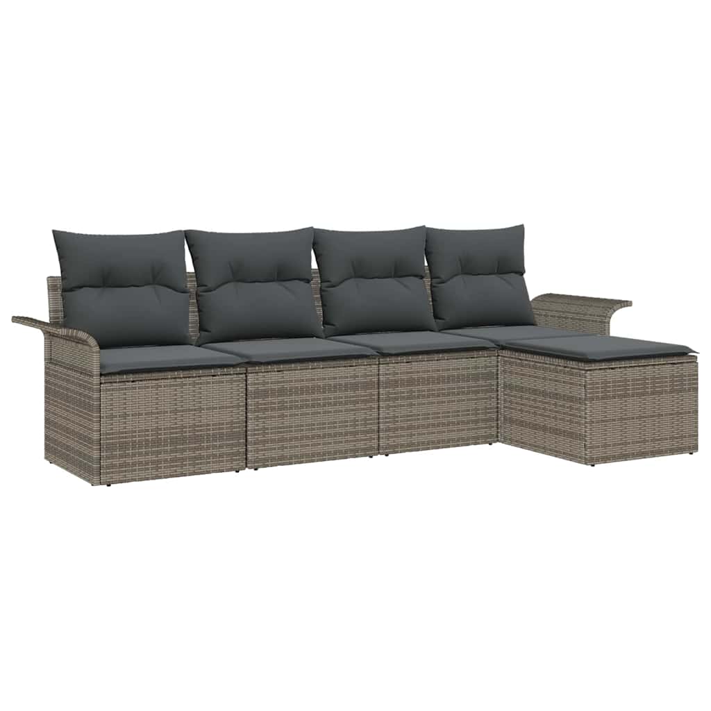Udendørs sofa 5 stk. Grå polyrattan