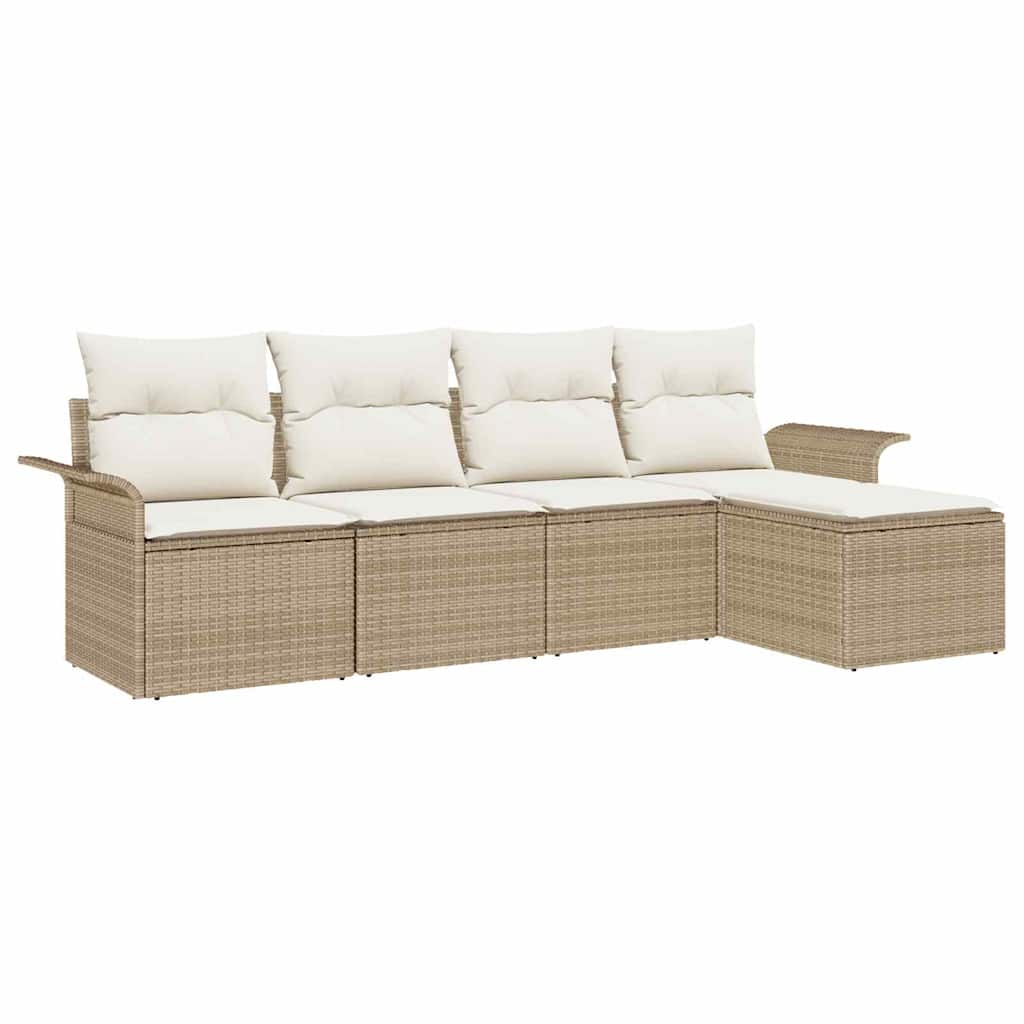 Udendørs sofa 5 stk. Beige polyrattan