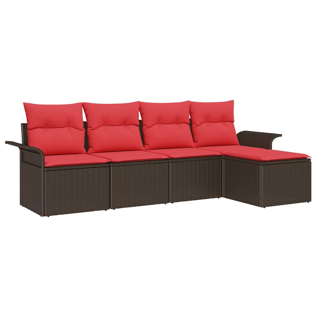 Havesofa Sæt 5 stk. Brun polyrattan