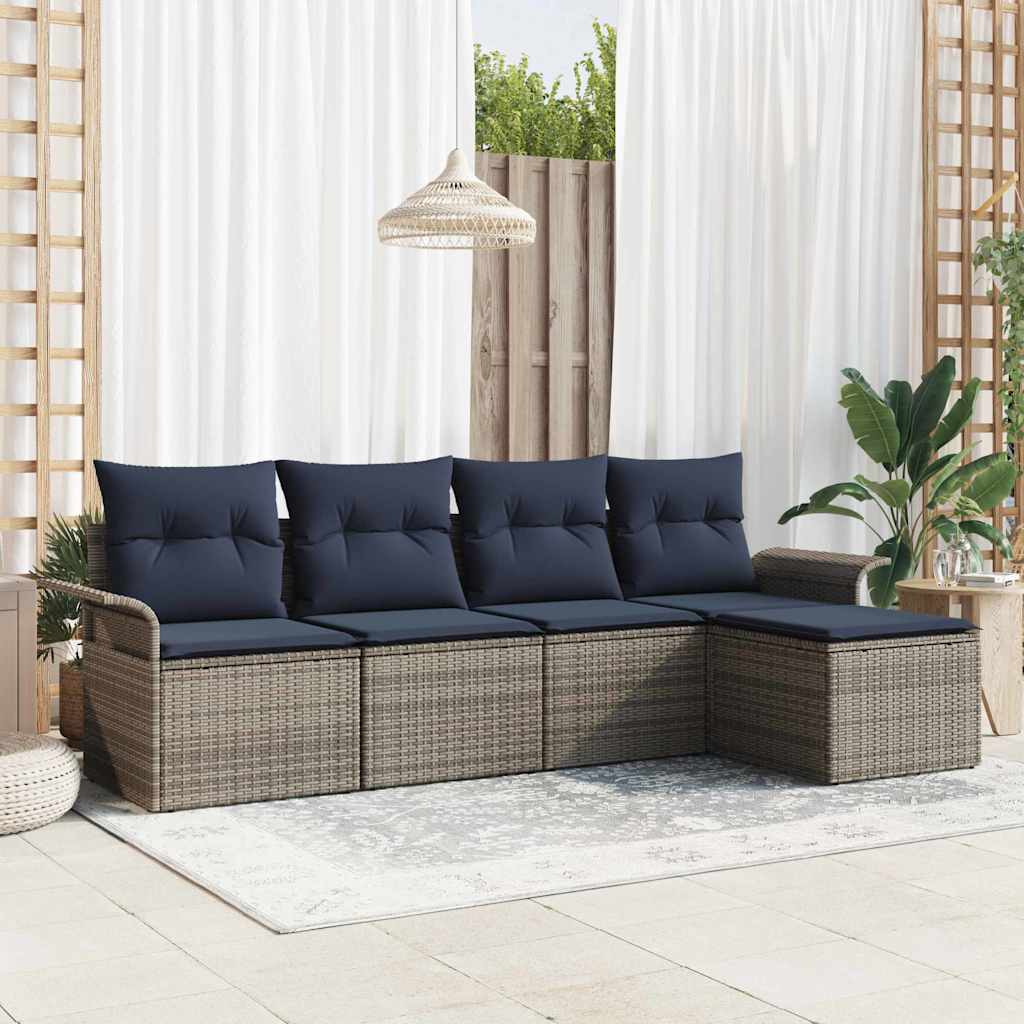 Havesofa Sæt 5 stk. Grå polyrattan