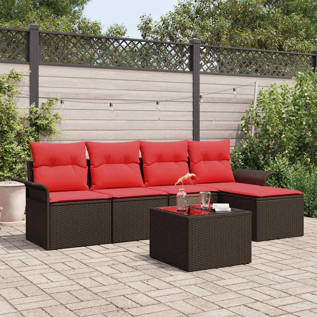 Havesofa Sæt 6 stk. Brun polyrattan
