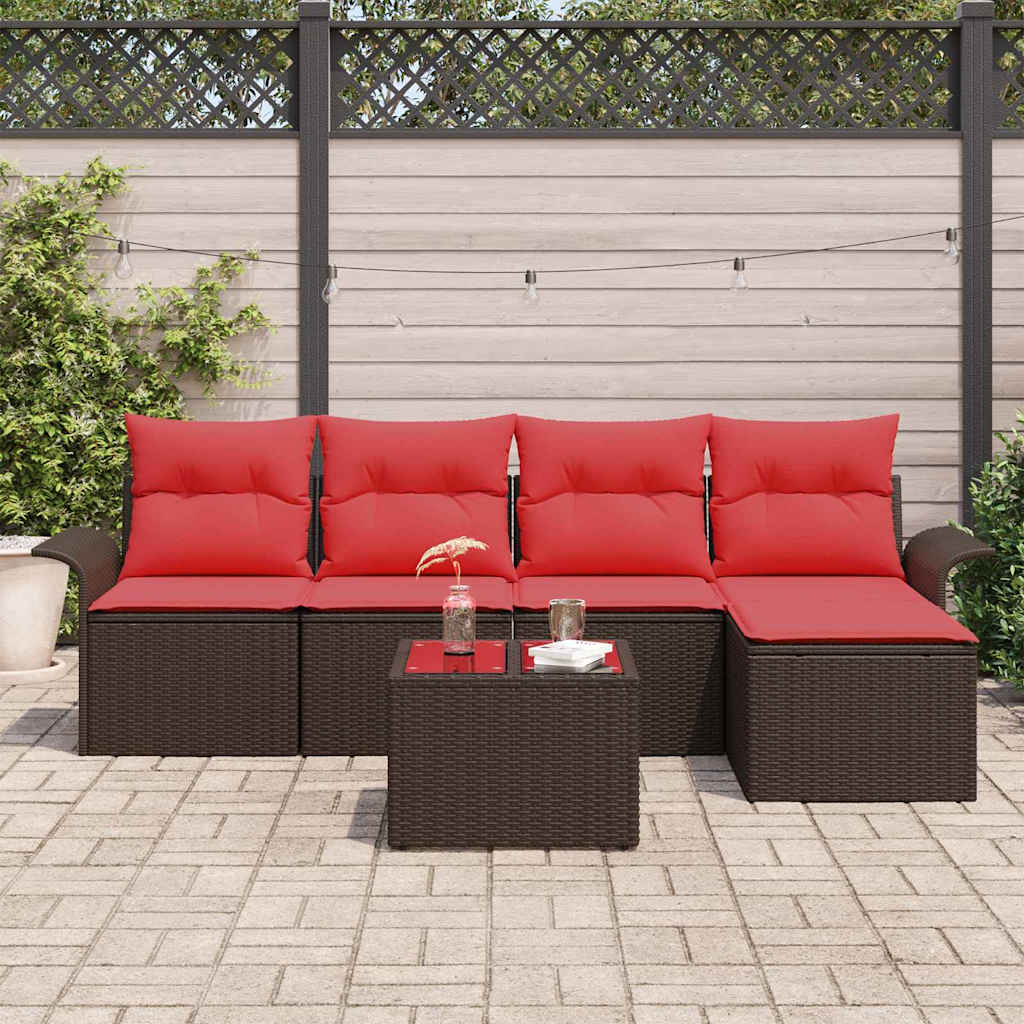 Havesofa Sæt 6 stk. Brun polyrattan