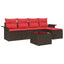 Havesofa Sæt 6 stk. Brun polyrattan
