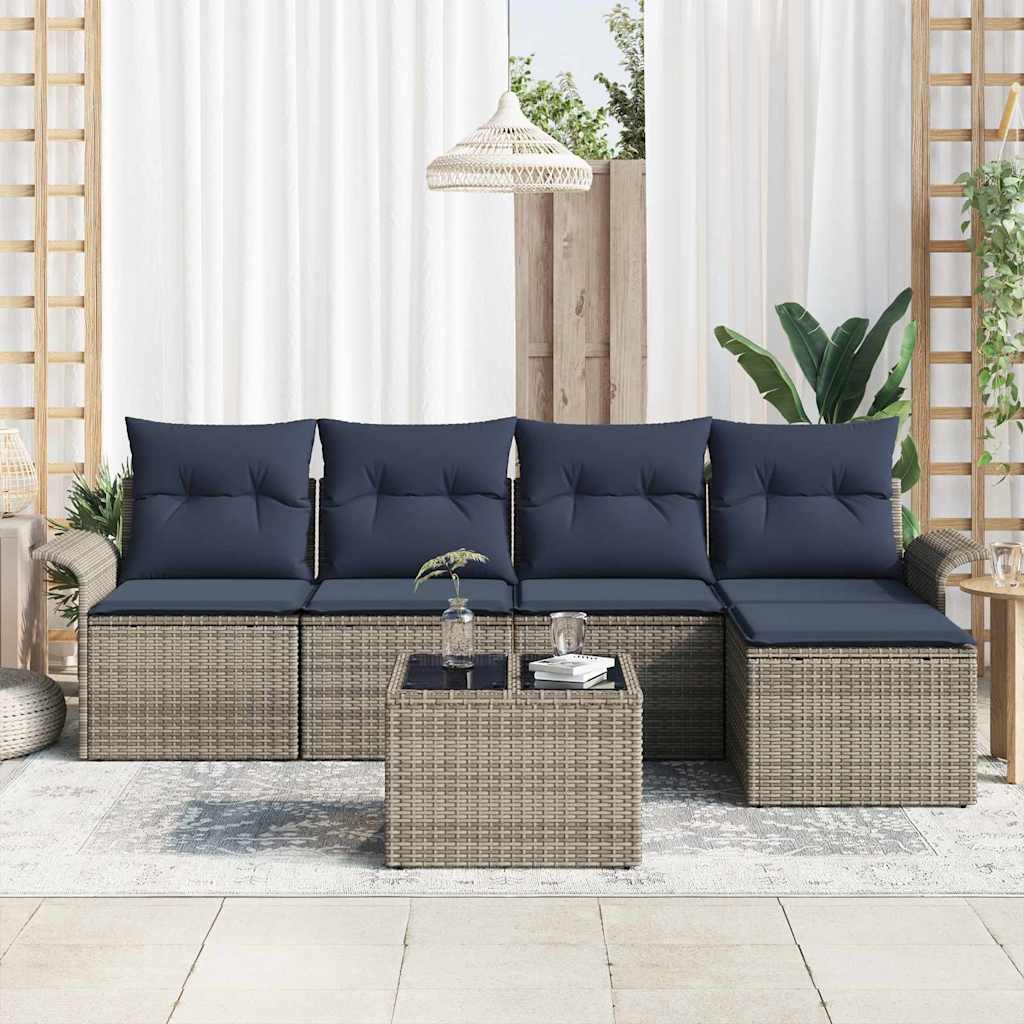 Havesofa Sæt 6 stk. Grå polyrattan
