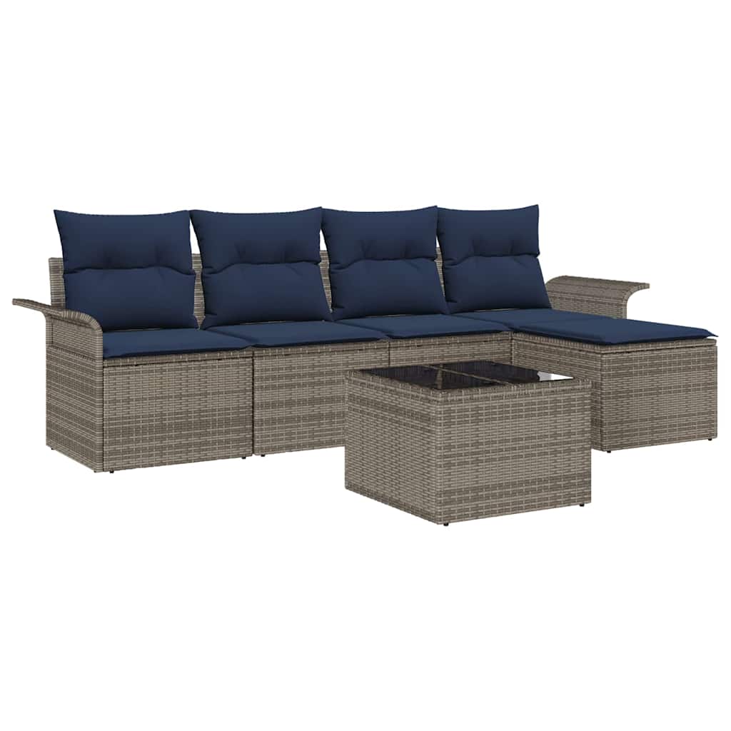 Havesofa Sæt 6 stk. Grå polyrattan