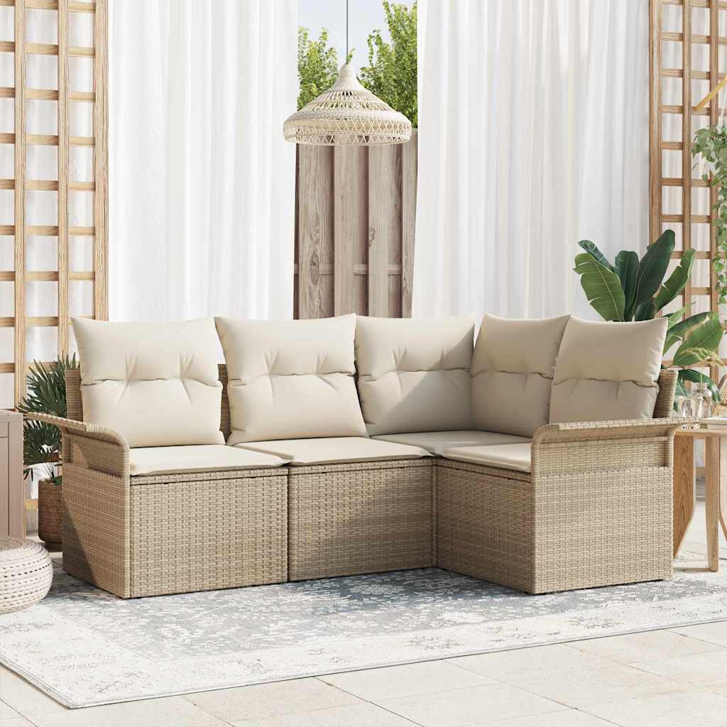 Havesofa Sæt 4 stk. Beige polyrattan
