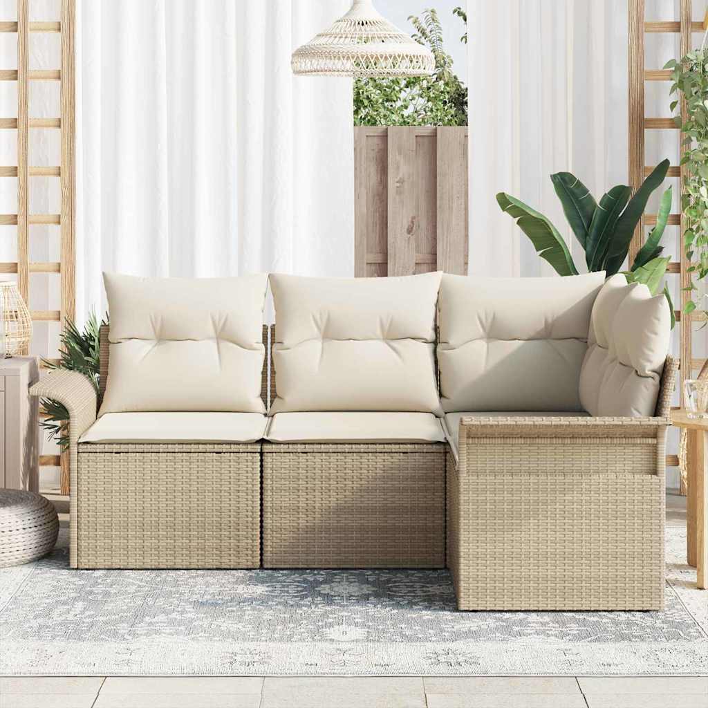 Havesofa Sæt 4 stk. Beige polyrattan