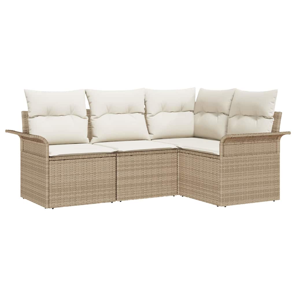 Havesofa Sæt 4 stk. Beige polyrattan