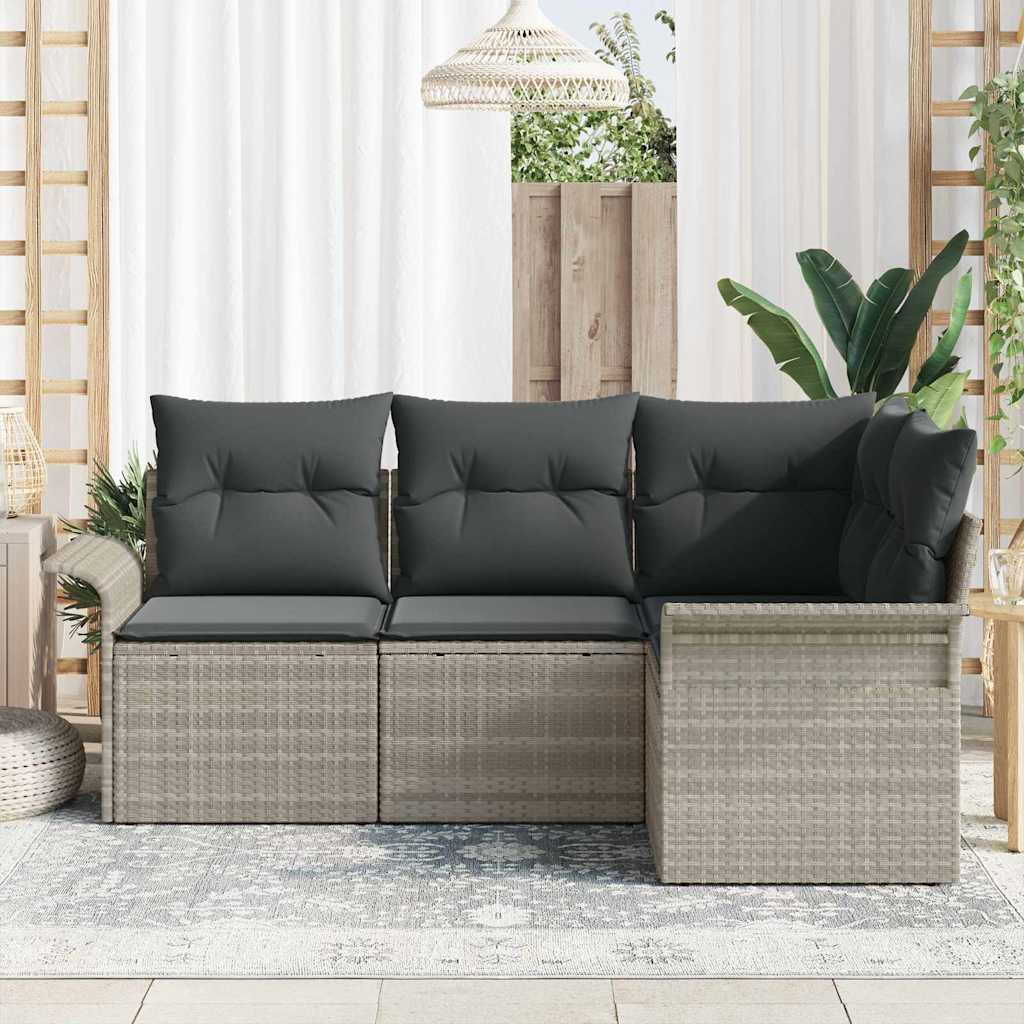 Havesofa Sæt 4 stk. Lysegrå polyrattan