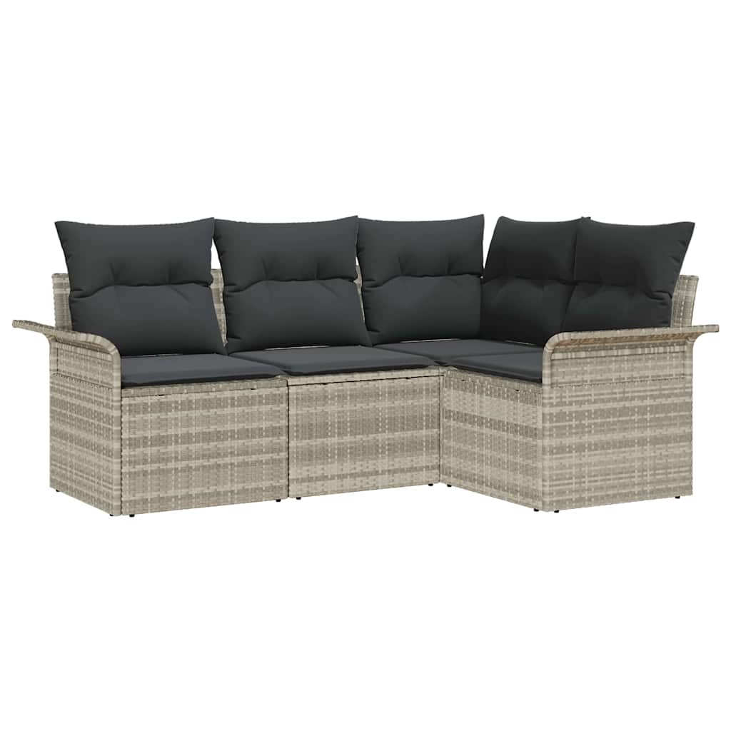 Havesofa Sæt 4 stk. Lysegrå polyrattan