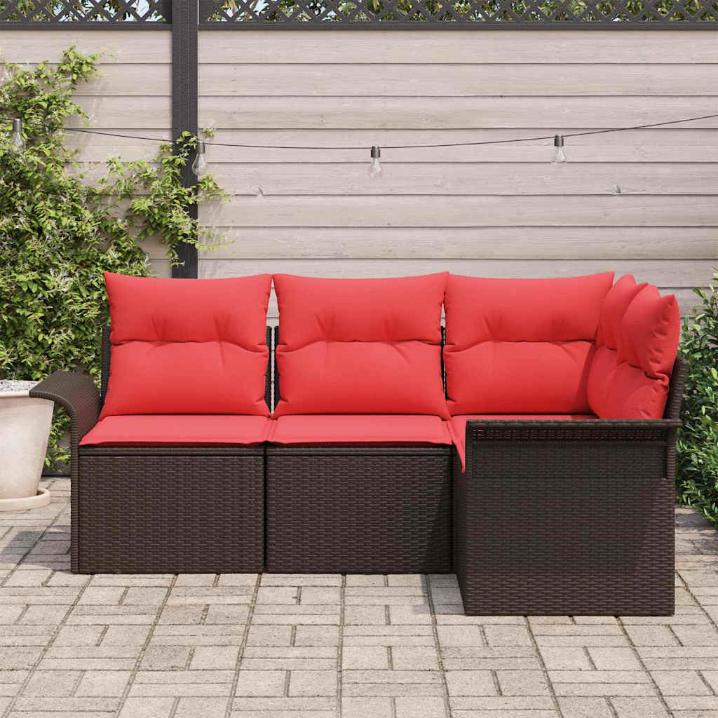 Havesofa Sæt med pude Brun polyrattan