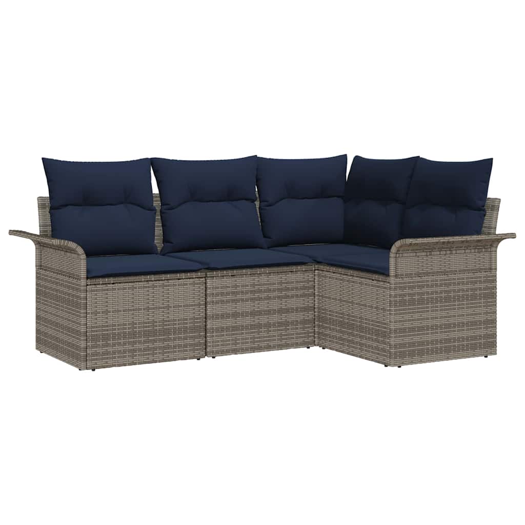 Havesofa Sæt 4 stk. Grå polyrattan