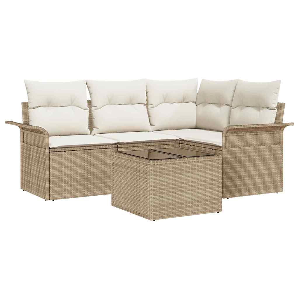 Havesofa Sæt 5 stk. Beige polyrattan
