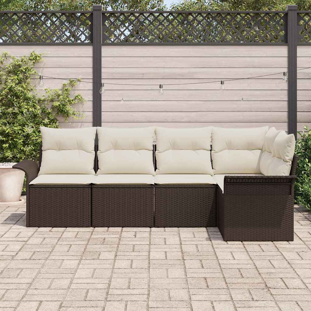 Havesofa Sæt 5 stk. Brun polyrattan
