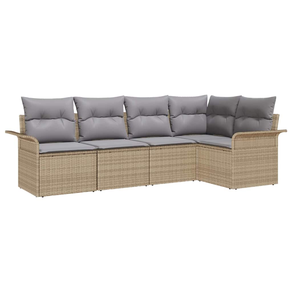 Havesofa Sæt 5 stk. Beige polyrattan