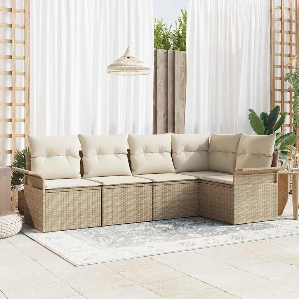 Havesofa Sæt 5 stk. polyrattan