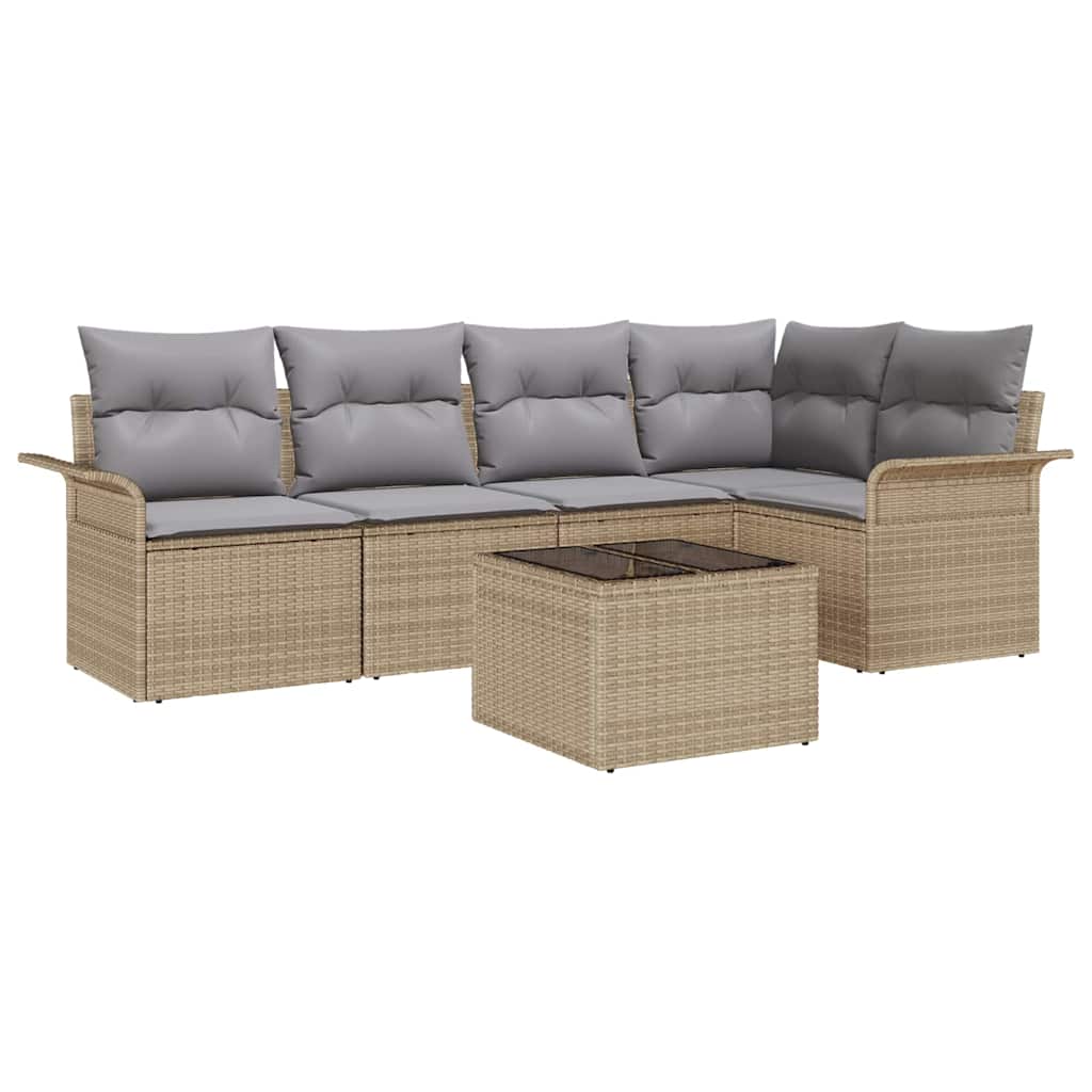 Havesofa Sæt 6 stk. Beige polyrattan