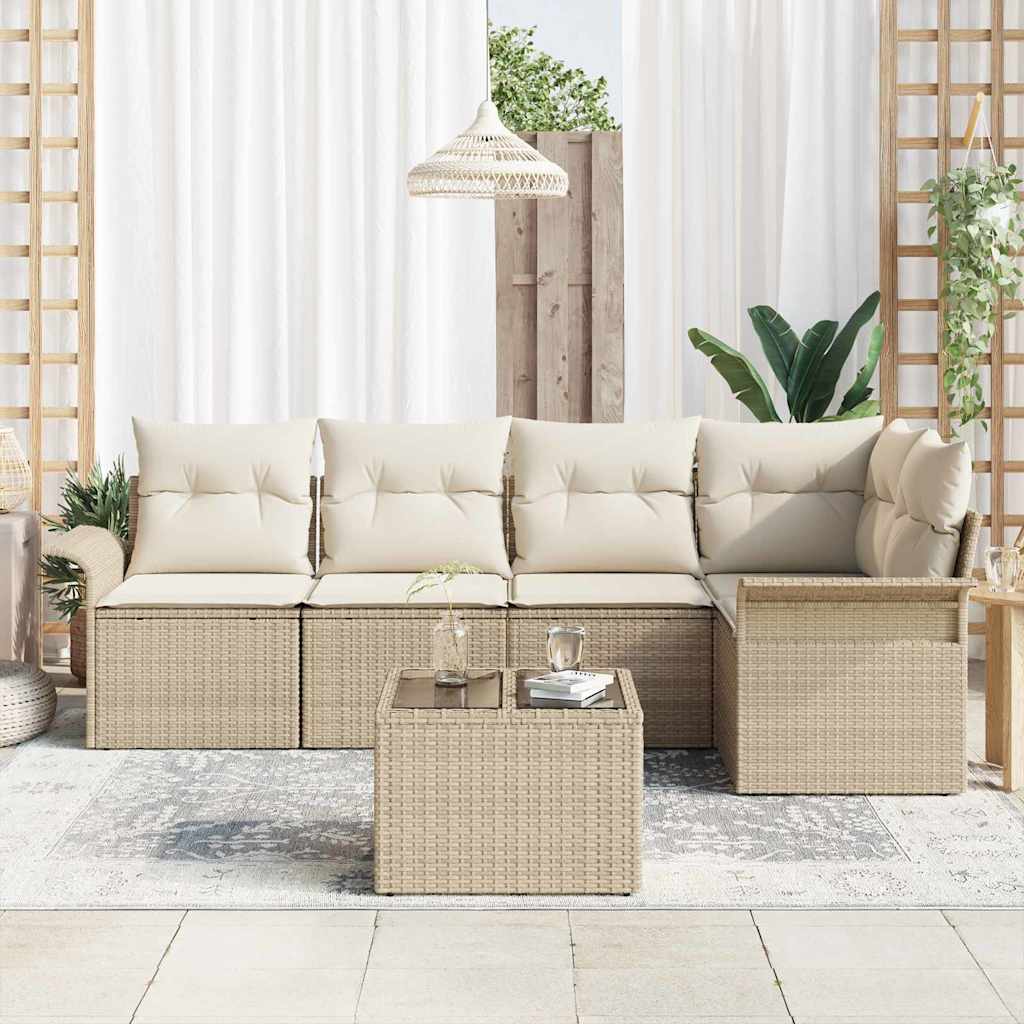 Havesofa Sæt 6 stk. Beige polyrattan