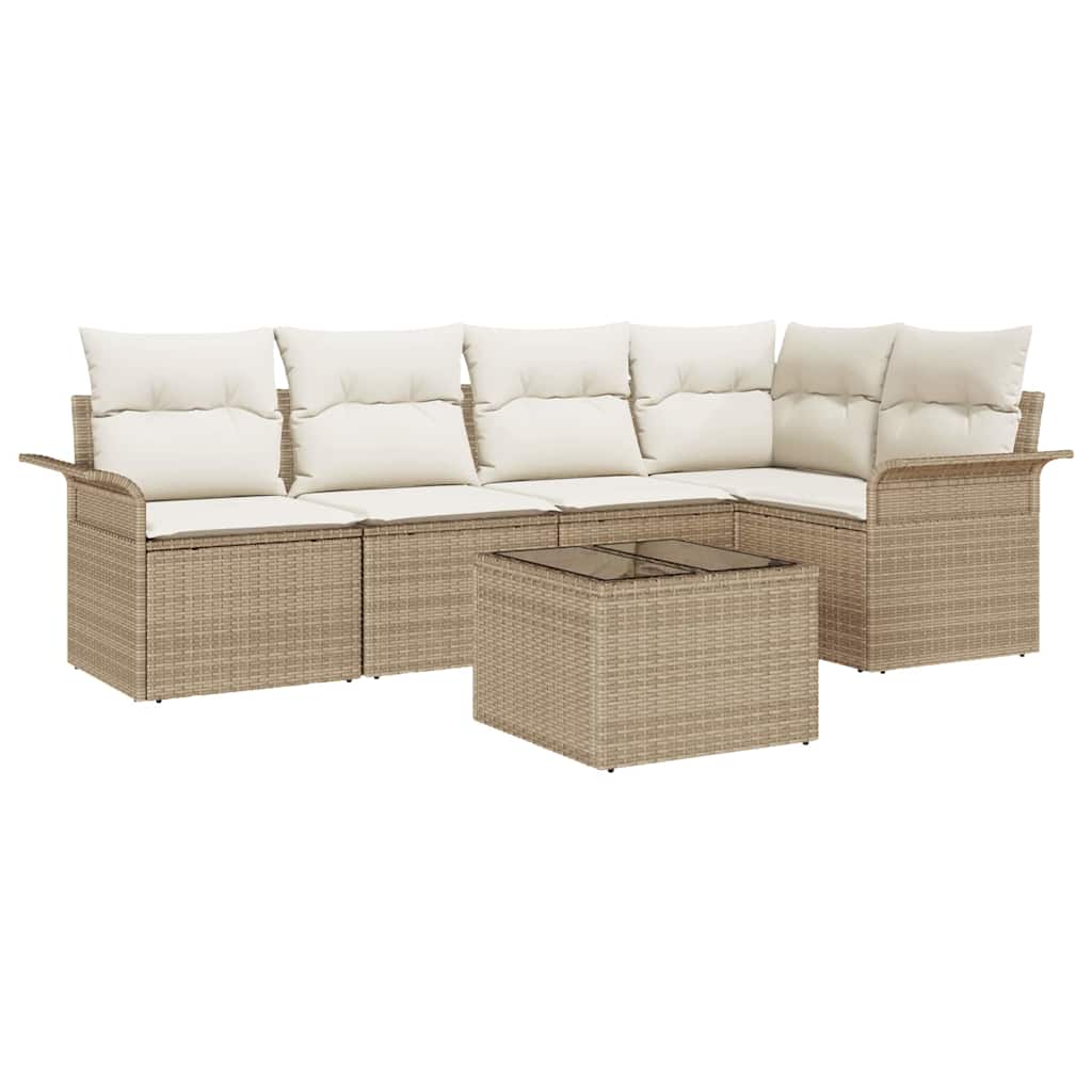 Havesofa Sæt 6 stk. Beige polyrattan