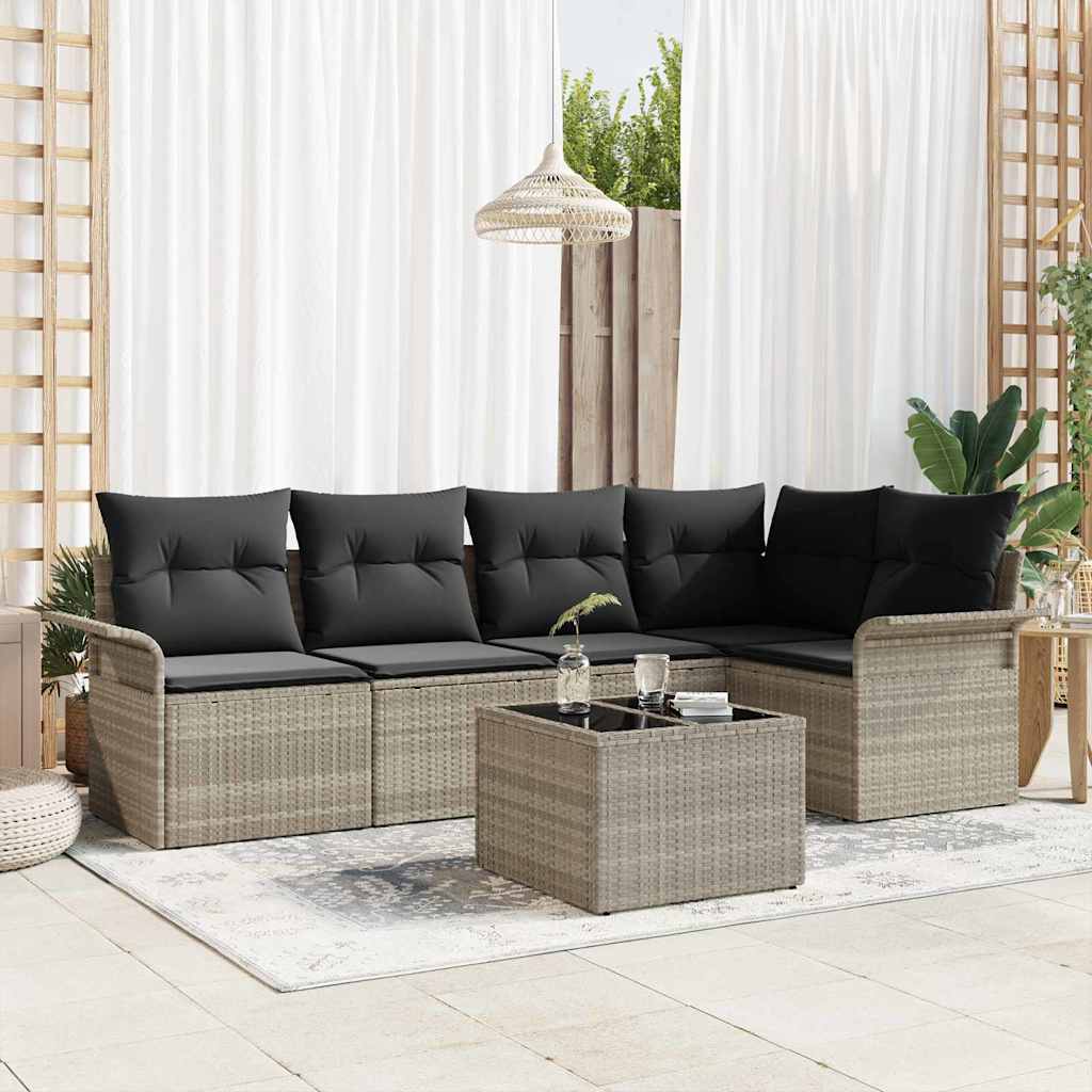 Havesofa Sæt 6 stk. Grå polyrattan